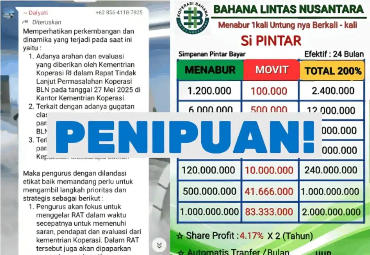 Janji Manis Koperasi Bahana Lintas Nusantara Diduga Modus Ponzi, Ribuan Tertipu!