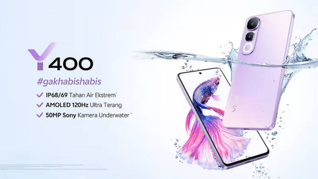 Vivo Y400 Meluncur di Indonesia, HP Tahan Air dengan Kamera Sony dan Layar AMOLED 120Hz