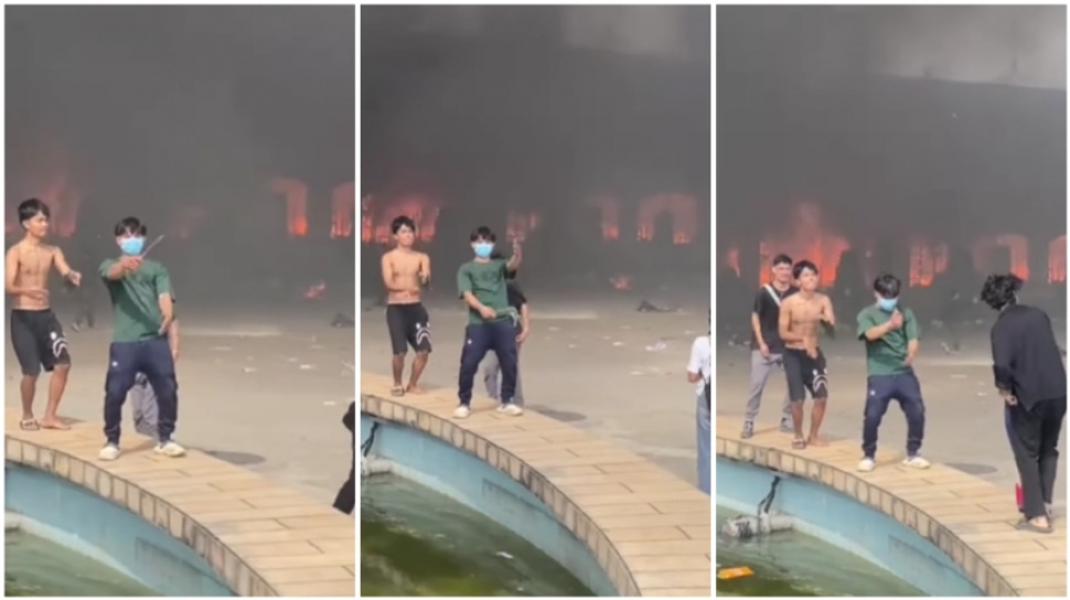 Rayakan Bangunan Terbakar, Pendemo Nepal Joget Pacu Jalur Jadi Sorotan
