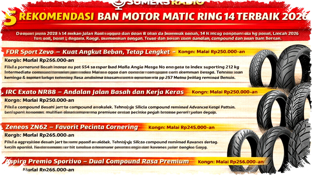Jangan Asal Pilih! 5 Ban Motor Matic Ring 14 Terbaik 2026, Anti Licin Mulai Rp200 Ribuan