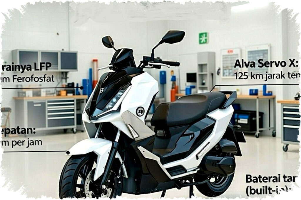 Alva Cervo X Motor Listrik Baterai Tanam & Ban Pirelli Angel Scooter, Fast Charging & Jarak 125 Km