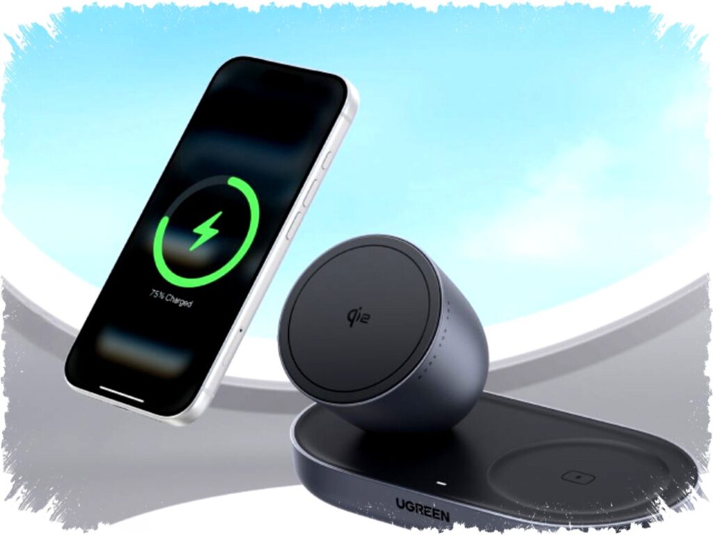 Ugreen 2-in-1 Wireless Charger 15W, Desain Ergonomis untuk Pengisian Dua Perangkat Sekaligus