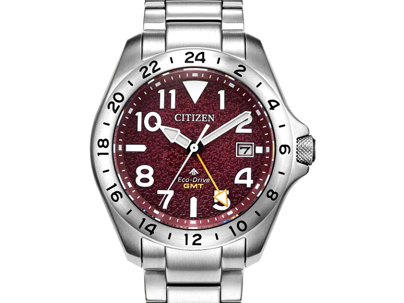 Citizen Rilis Promaster Land GMT Burgundy dengan Eco-Drive, Kaca Kristal Sapphire, dan Tahan Air 200M