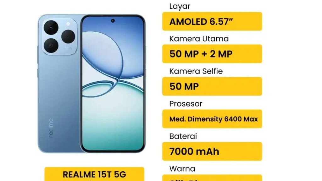 Realme 15T 5G, HP Flagship Killer 3 Jutaan dengan Baterai 7000mAh & Layar AMOLED 120Hz