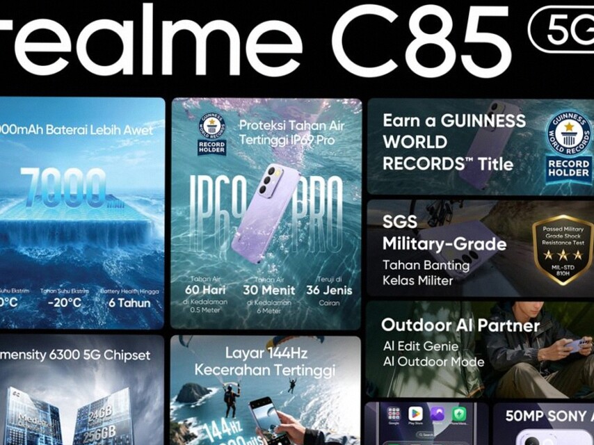 Realme C85 5G Resmi Hadir di Indonesia dengan Baterai 7000mAh dan Layar 144Hz, Yuk Cek!