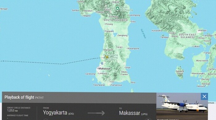 Jejak Pilu Penerbangan Terakhir ATR 42-500 PK THT Terekam FlightRadar24 Sebelum Jatuh di Bulusaraung