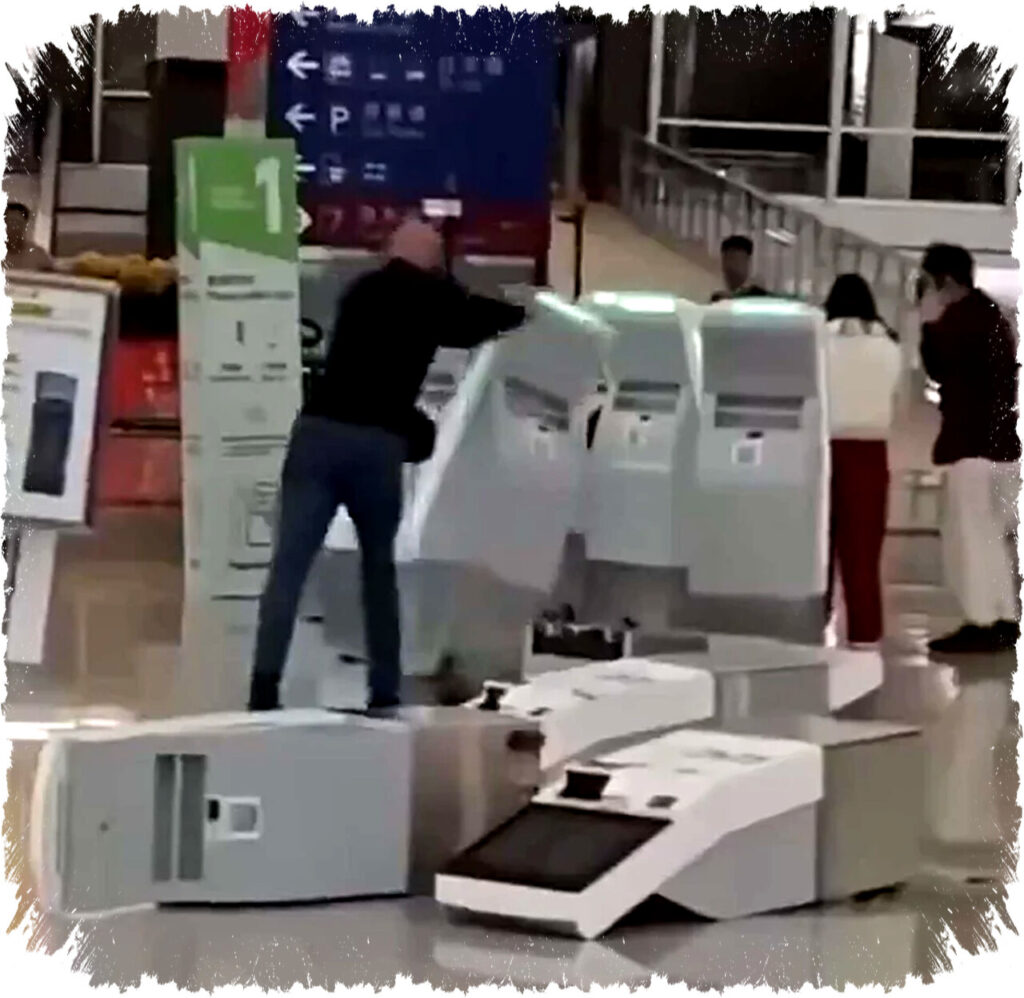 Turis Inggris Marah Besar di Bandara Hong Kong, Hancurkan Mesin Check-in dan Ditangkap dengan Viagra di Tasnya!