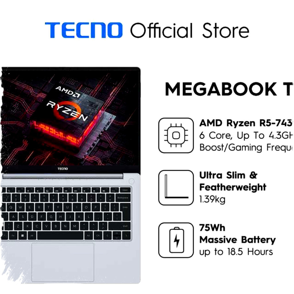 Tecno Megabook T1 Melibas Kompetitor di Rp6 Jutaan: Laptop Tipis, Spek Dewa, Baterai Raksasa, Masih Jadi Raja 2026!