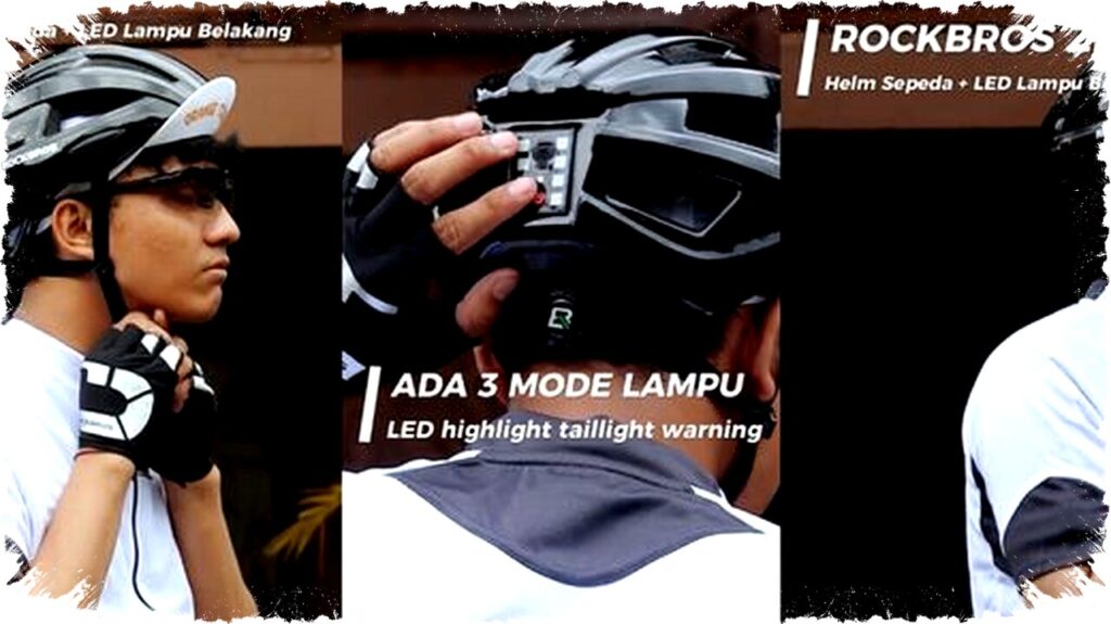 Helm Sepeda ROCKBROS dengan Lampu LED Terintegrasi, Praktis dan Meningkatkan Keamanan Gowes Malam Hari