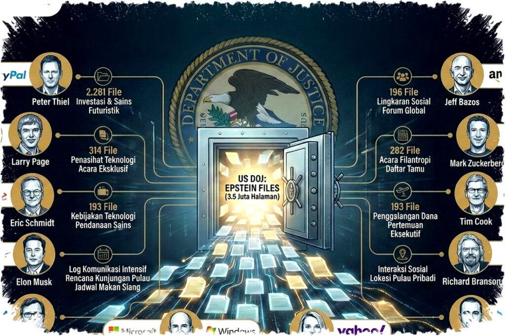 Departemen Kehakiman AS Rilis 3,5 Juta Halaman Dokumen Epstein: 14 Bos Teknologi Ternama Terseret