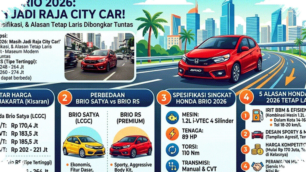 Honda Brio 2026 Masih Menguasai City Car, Harga, Spek, dan Alasan Larisnya Terbongkar