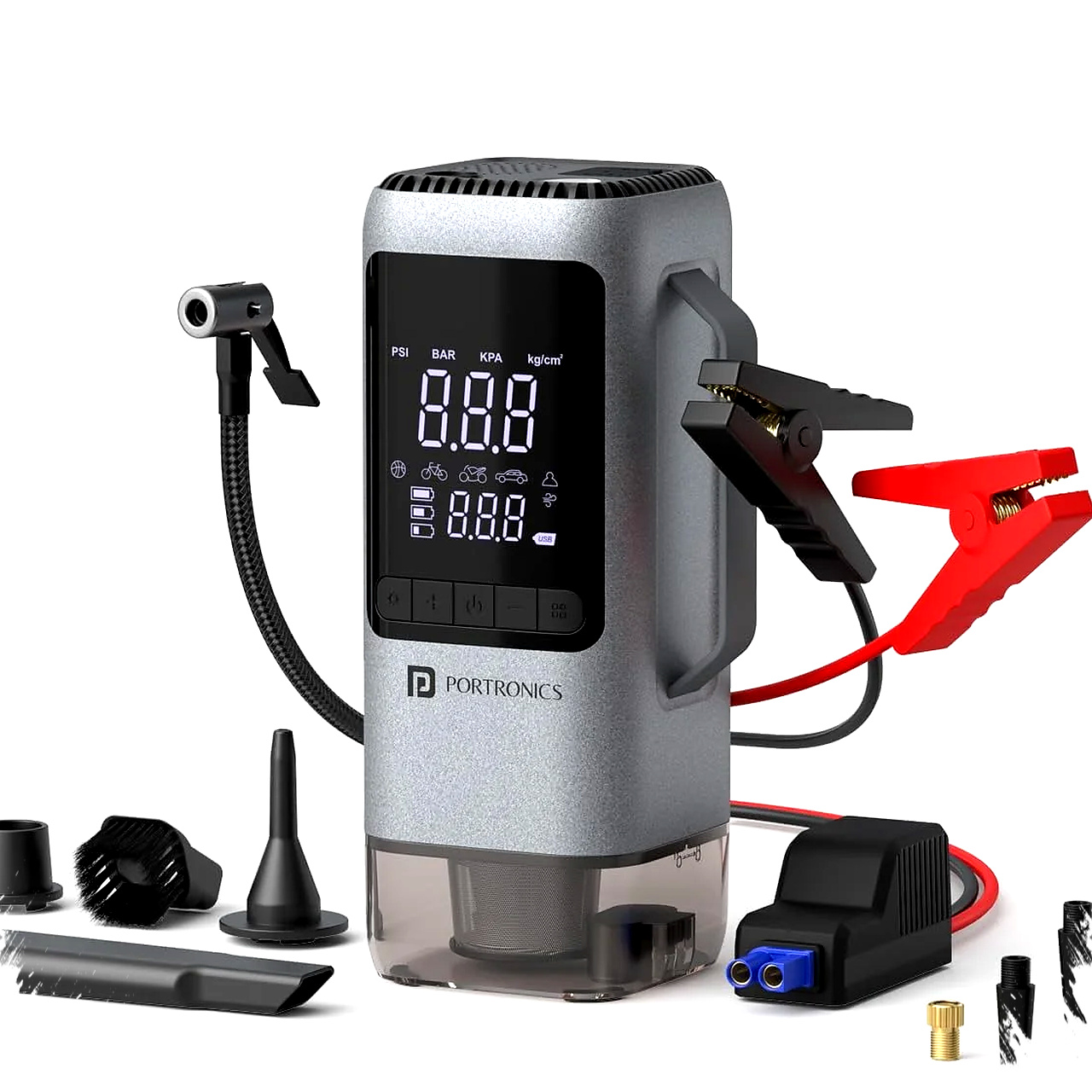 Portronics Vayu Cop Hadir Saat Darurat, 150 PSI, Vakum 5000Pa, dan Jump Starter Jadi Satu