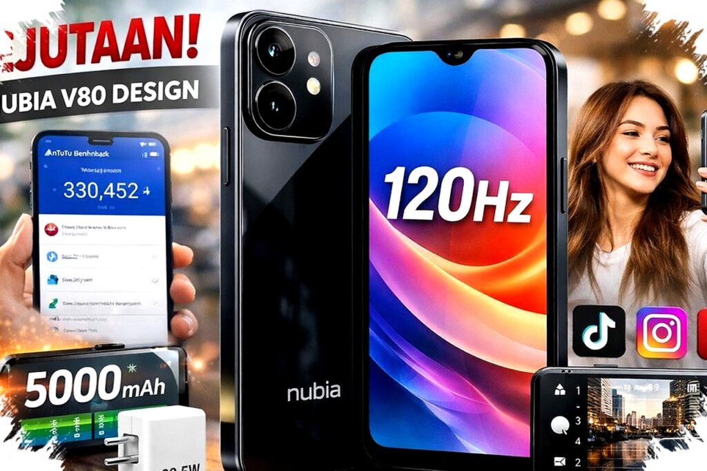Nubia V80 Design Mirip iPhone Dengan Harga Sejutaan, Fitur Premium Layar 120Hz Kamera 50MP Bikin Netizen Terpana