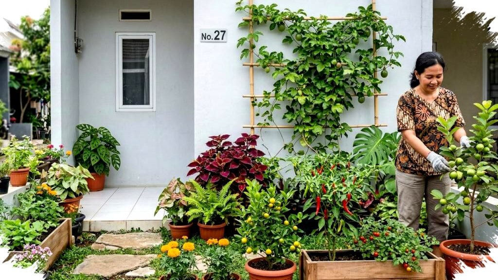 Tips Menata Kebun Buah Mini di Rumah Type 27, Rahasia Mengatasi Terasa Sempit dengan Sistem Vertikal dan Pot Gantung Efisien