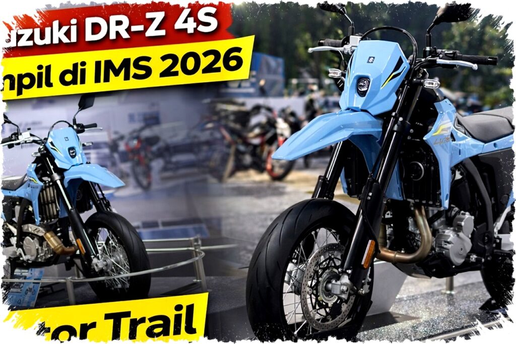 Suzuki DR-Z 4S Hadir di IMS 2026, Motor Trail 398 cc dengan Desain Tajam dan Mesin Dua Busi Siap Tantang Moges!
