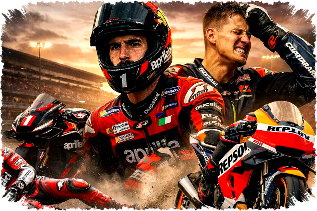 Dramatis Tes Buriram Marquez Tumbang Bangkit Pecco Dekati Aprilia Yamaha Meledak Dengan Frustrasi Quartararo