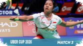 Ester Nurumi Menang Rubber Game, Indonesia Kunci Juara Grup C Uber Cup 2026