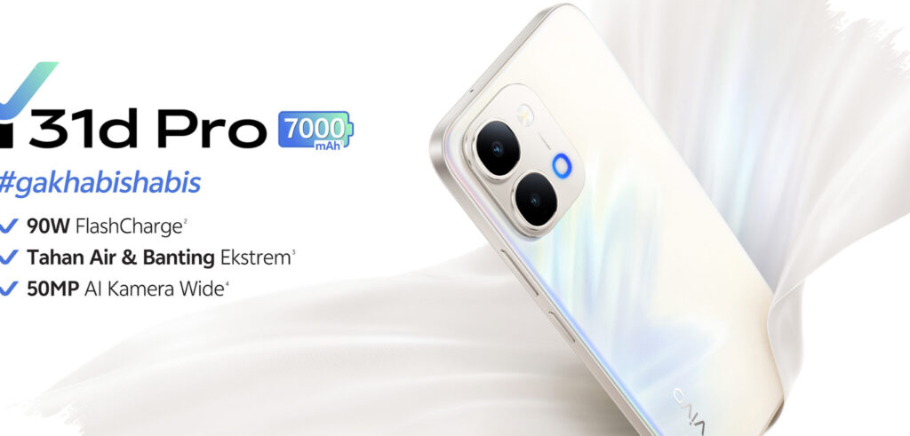Vivo Y31d Pro Masuk Indonesia, Baterai 7000mAh Dibantu 90W FlashCharge dan IP69+