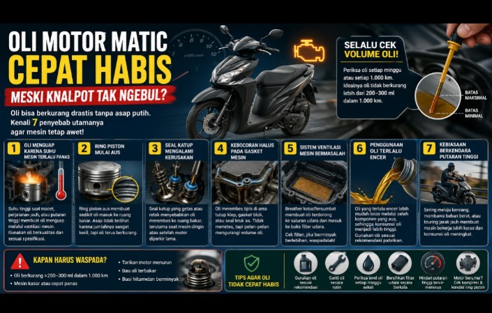 Oli Motor Matic Cepat Habis Tanpa Asap Putih, Ternyata Bukan Cuma Soal Kebocoran