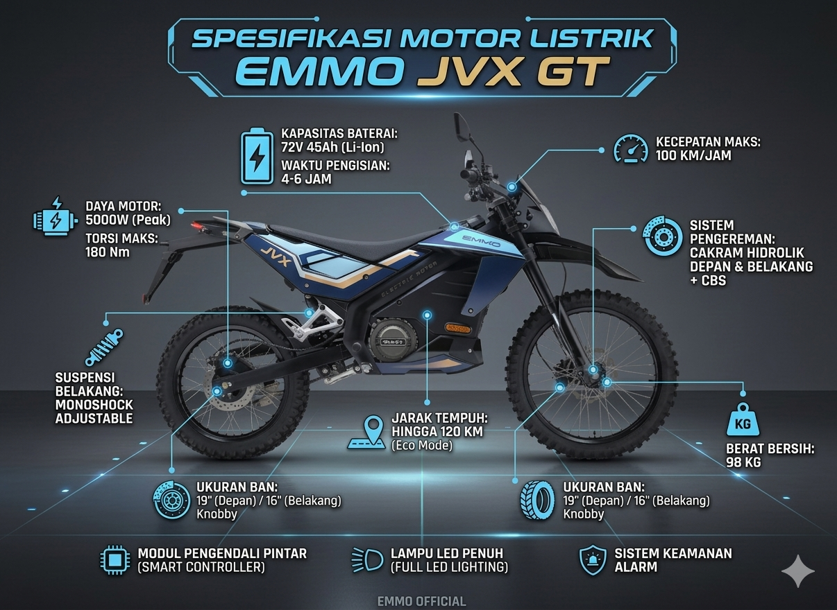 Emmo JVX GT Dipilih Untuk Operasional Makan Bergizi Gratis, Motor Trail Listrik Rp58 Juta Ini Ternyata Punya Jarak 70 Km