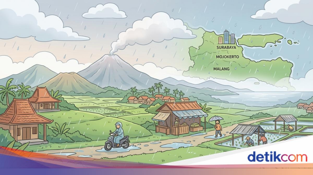 Cuaca Jatim 13 Juni 2026, Hujan Ringan Menyapa 7 Wilayah di Tengah Dominasi Berawan