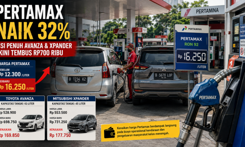 Pertamax Naik Tajam ke Rp 16.250, Isi Full Tank Avanza-Xpander Kini Tembus Segini