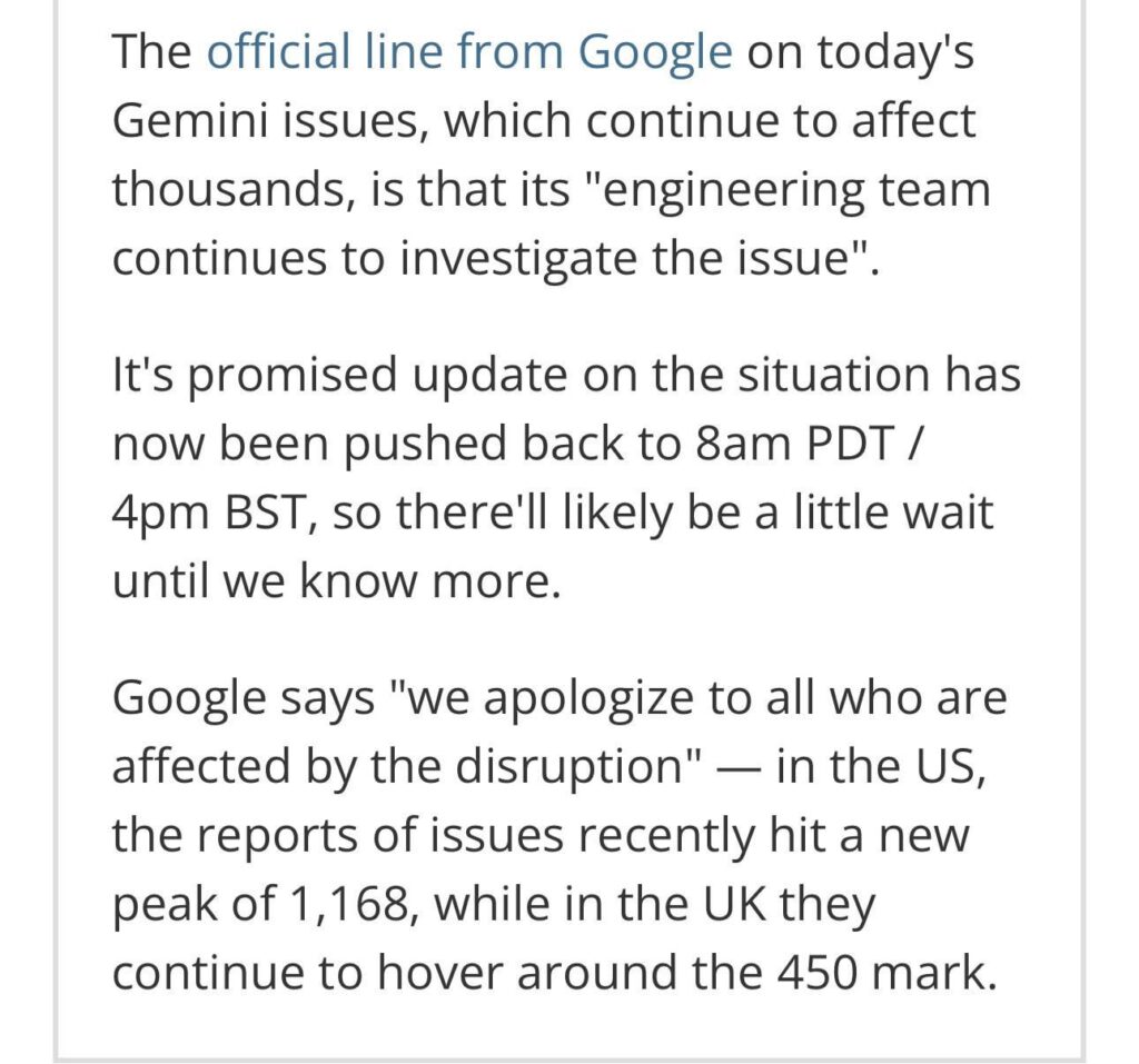Gemini Tumbang Saat Dibutuhkan, Google Akui Gangguan dan Perbaikan Sudah Mulai Digulirkan