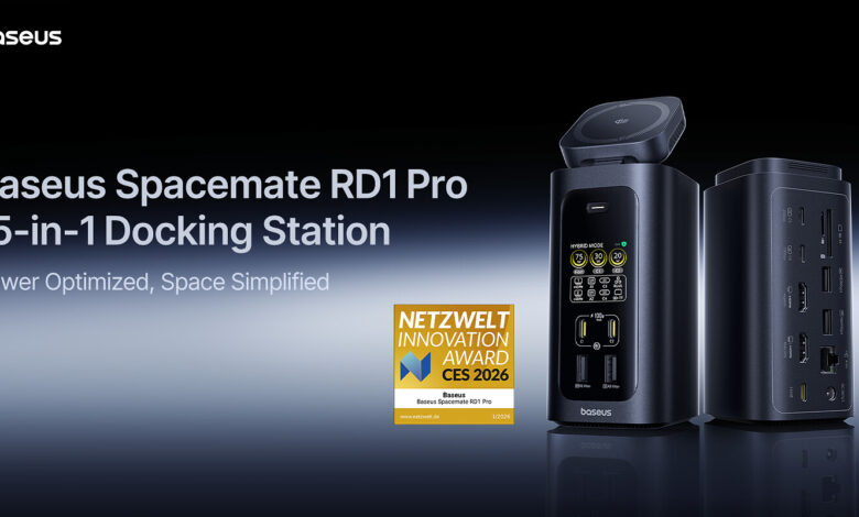 Baseus Spacemate RD1 Pro 15 Port, Docking Station 160W Dengan Qi2.2 Yang Serius Lengkap