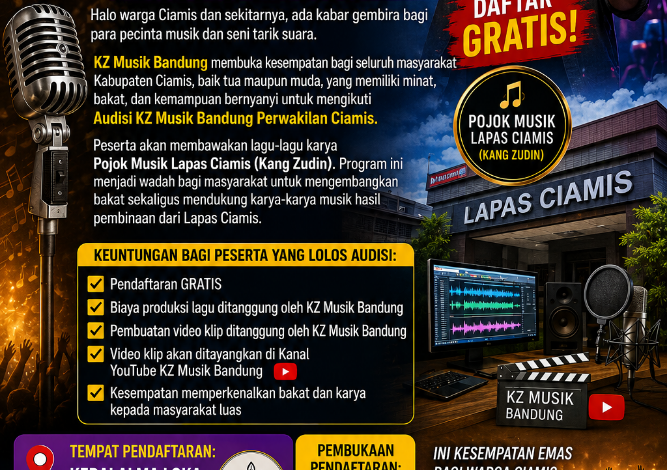 Audisi KZ Musik Bandung Dibuka Untuk Warga Ciamis, Gratis Daftar Dan Rekam Lagu