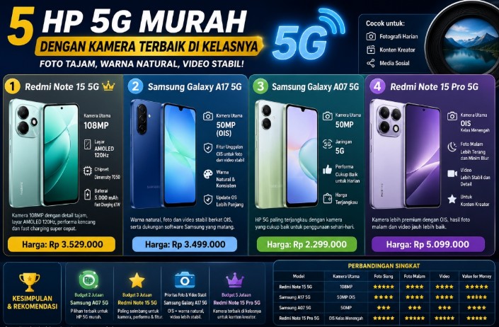 5 HP 5G Murah Ini Punya Kamera yang Tak Murahan, Hasilnya Tajam dan Siap Buat Konten