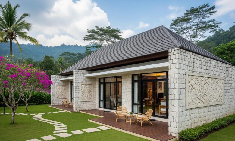 Rumah Kampung Tak Lagi Ketinggalan Zaman, 7 Desain Batu Paras Putih Ini Terlihat Mewah