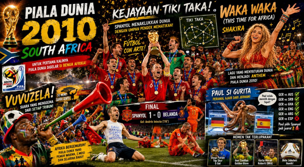 Vuvuzela, Waka Waka, Dan Tiki-Taka Mengguncang Piala Dunia Afrika