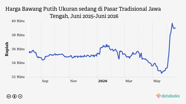 Bawang Putih Sedang Naik Lagi di Pasar Tradisional Jawa Tengah, Tembus Rp39,15 Ribu per 19 Juni 2026