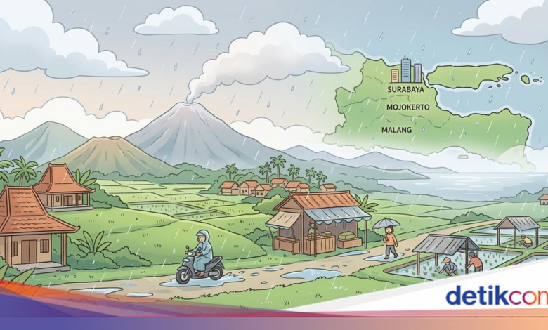 Cuaca Jawa Timur Hari Ini, Hujan Ringan Mengintai 7 Wilayah Saat Aktivitas Warga Tetap Berjalan