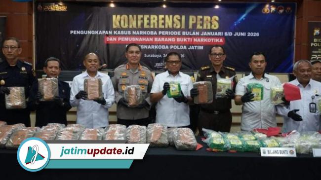 Polda Jatim Bongkar 3.157 Kasus Narkoba Dalam 6 Bulan, Puluhan Ton Barang Bukti Disita