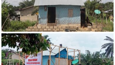 Polres Rokan Hilir Bedah Rumah Warga Tak Mampu di Ujung Tanjung, Hunian Kayu Bambu Kini Difinishing