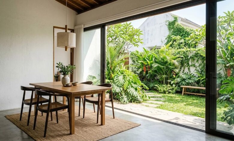 7 Desain Ruang Makan Menghadap Kebun Belakang, Bikin Rumah Kecil Terasa Jauh Lebih Lega